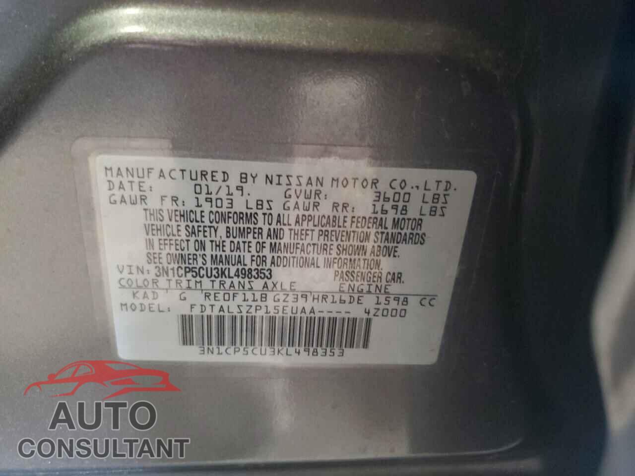 NISSAN KICKS 2019 - 3N1CP5CU3KL498353