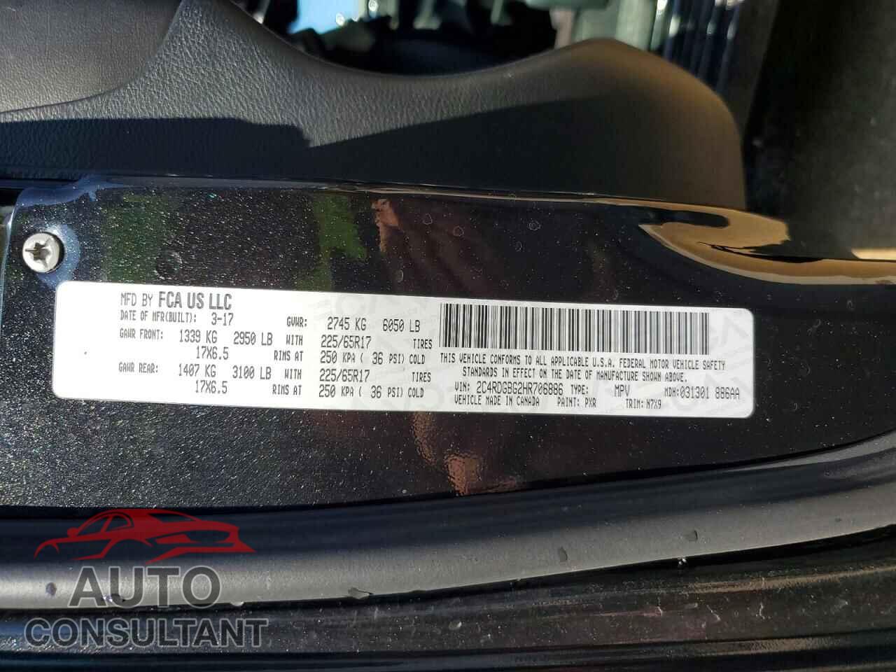 DODGE CARAVAN 2017 - 2C4RDGBG2HR706886