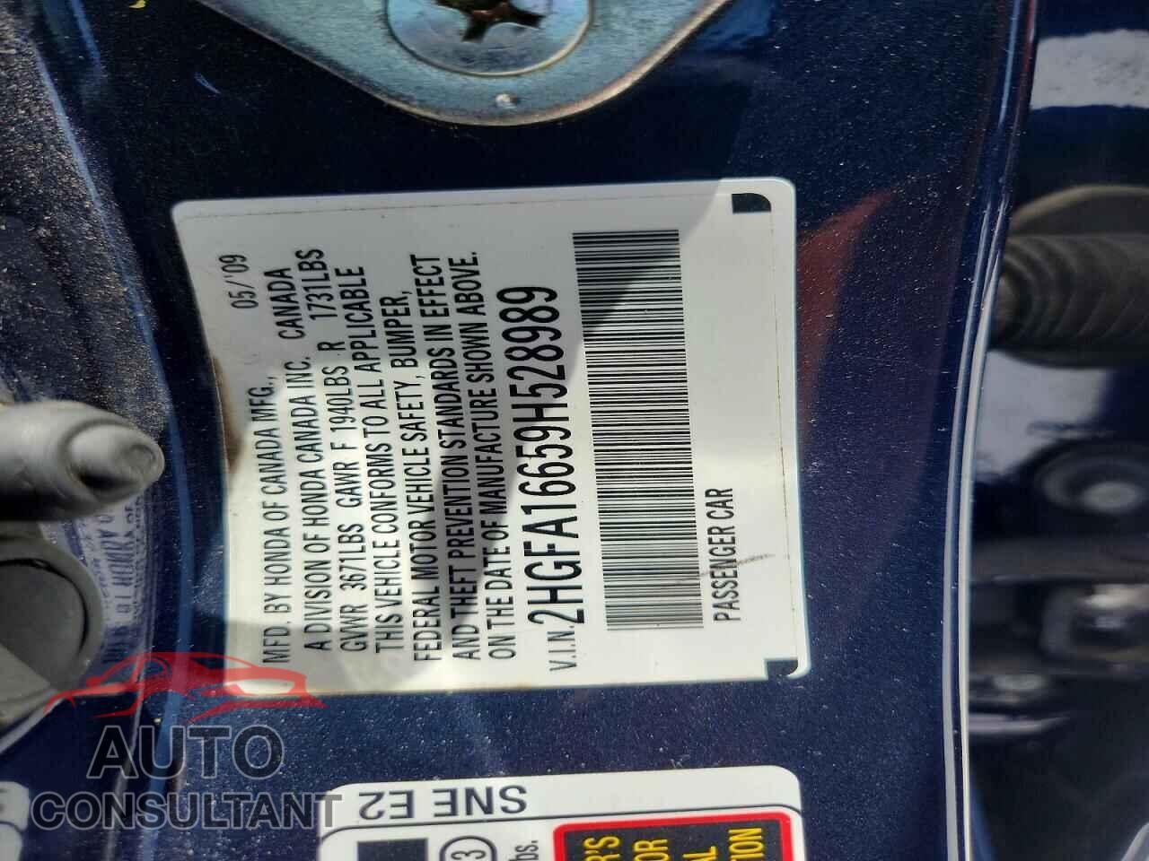 HONDA CIVIC 2009 - 2HGFA16659H528989