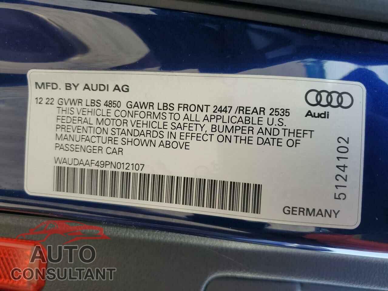 AUDI A4 2023 - WAUDAAF49PN012107