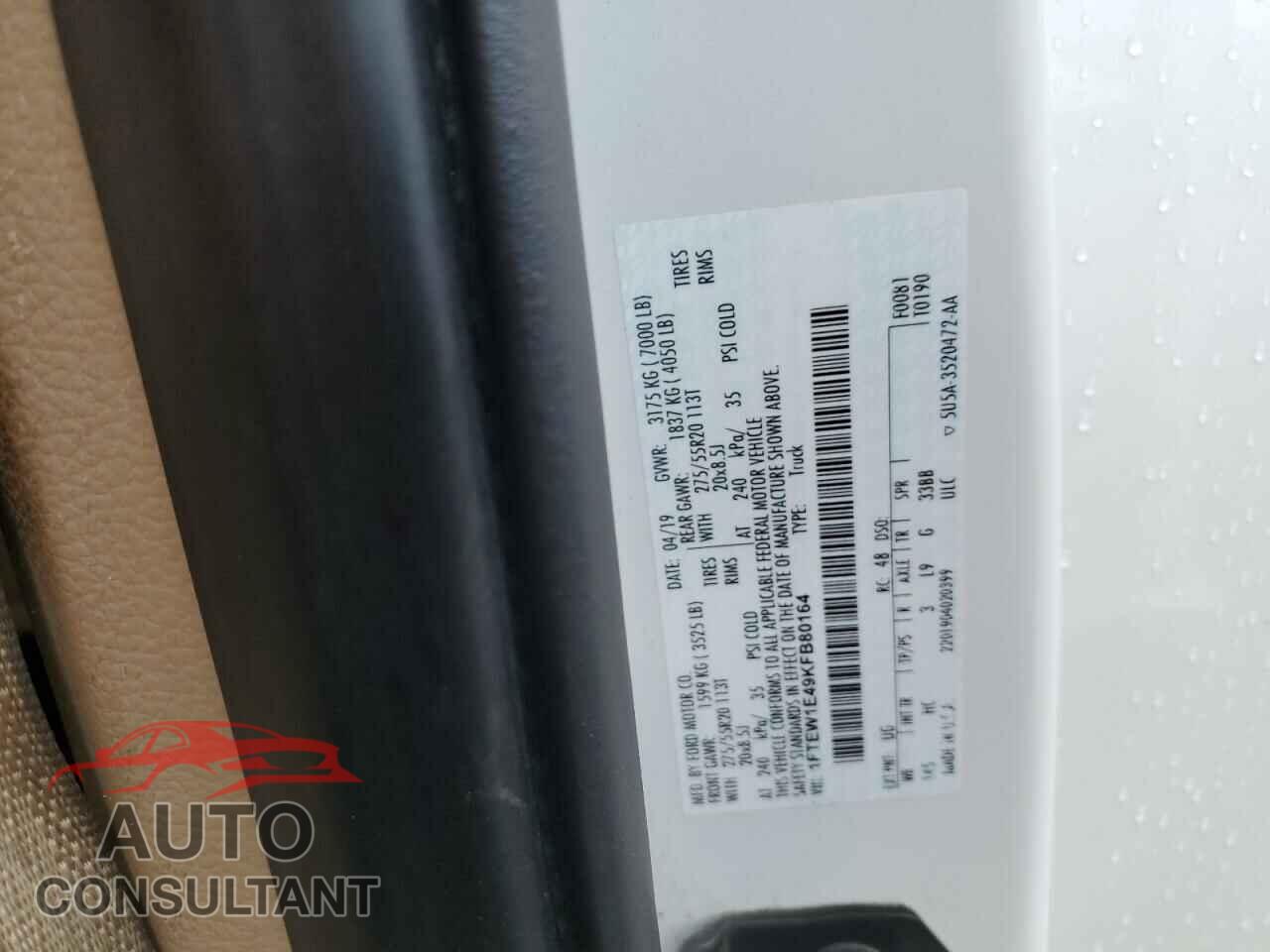 FORD F-150 2019 - 1FTEW1E49KFB80164