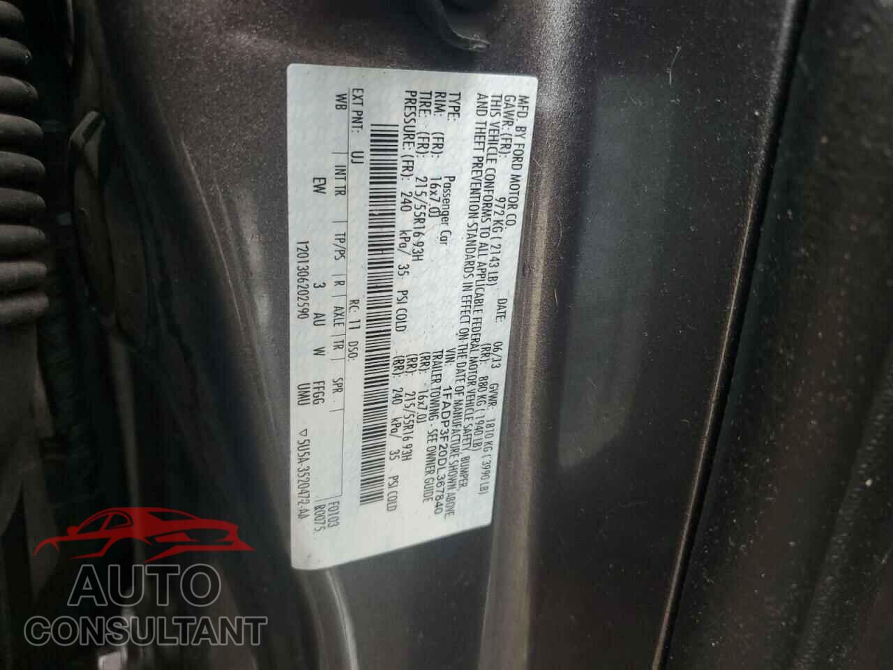 FORD FOCUS 2013 - 1FADP3F20DL367840