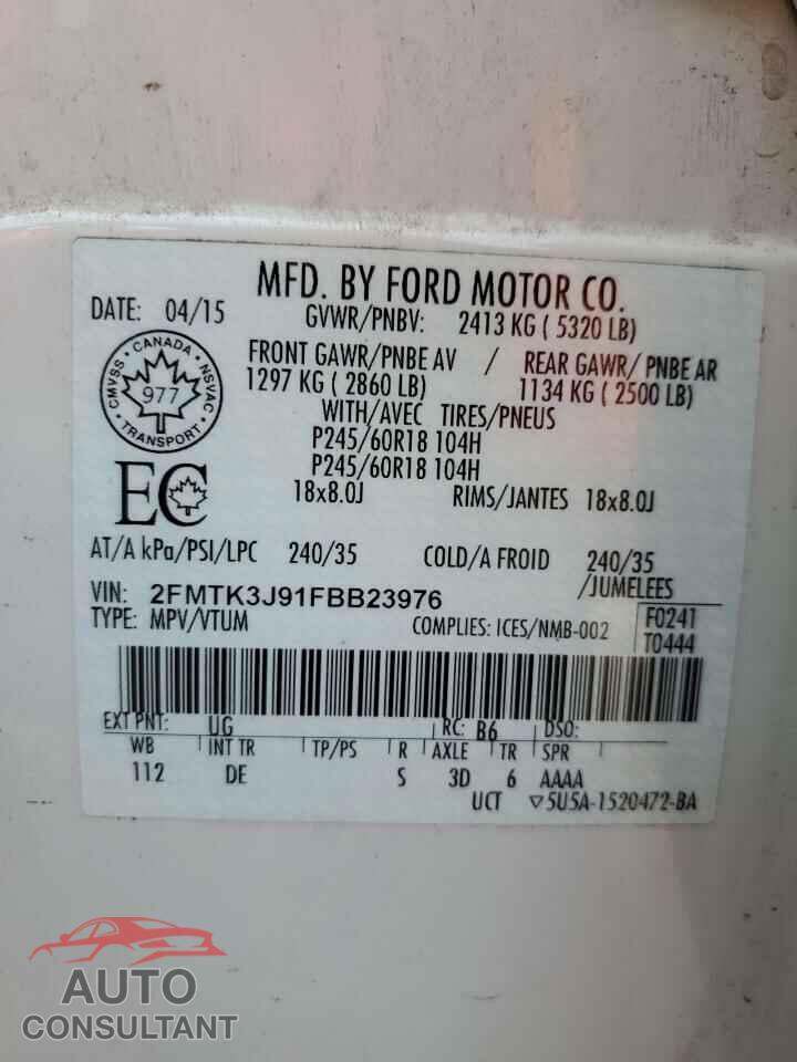 FORD EDGE 2015 - 2FMTK3J91FBB23976