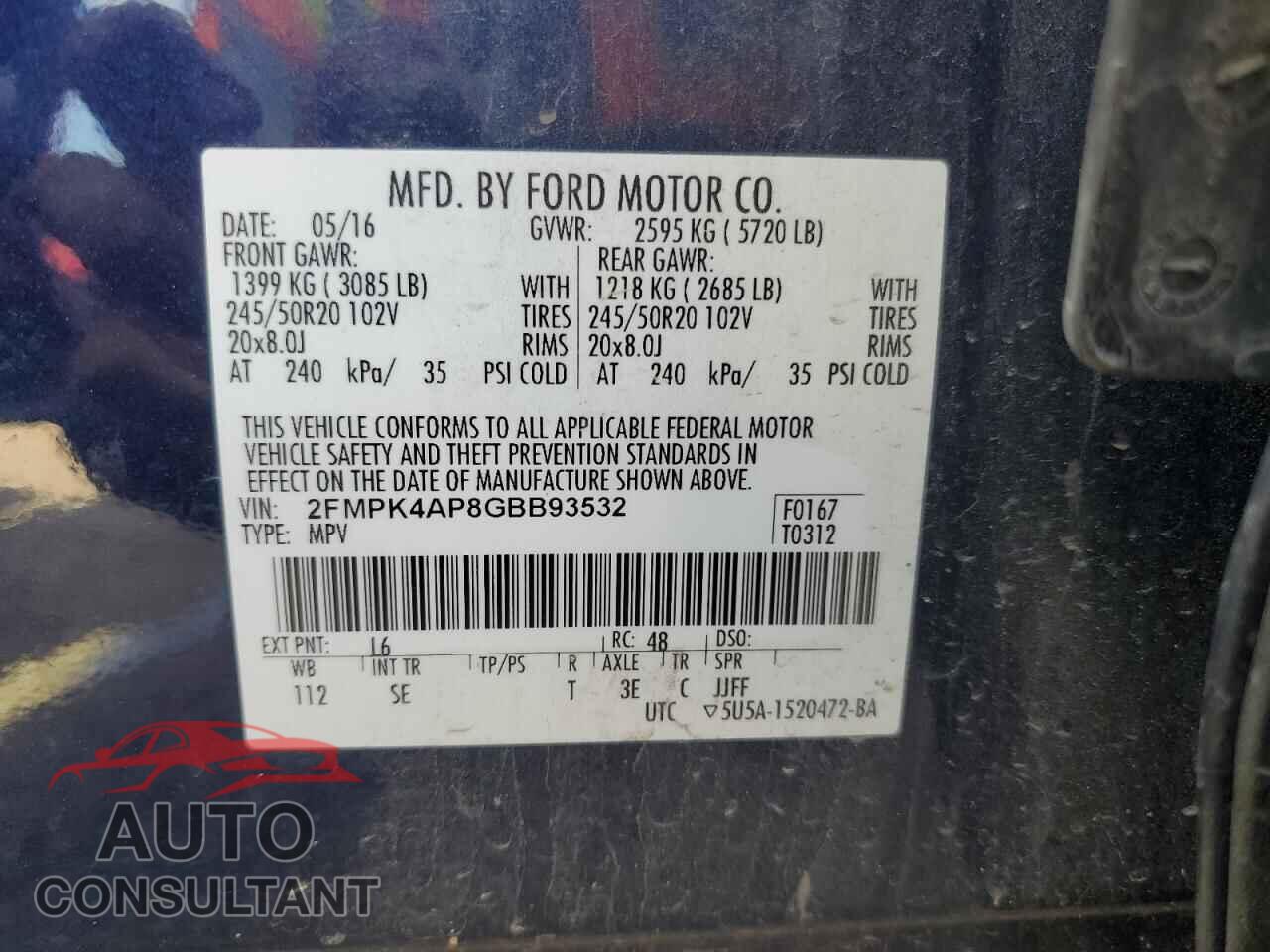 FORD EDGE 2016 - 2FMPK4AP8GBB93532