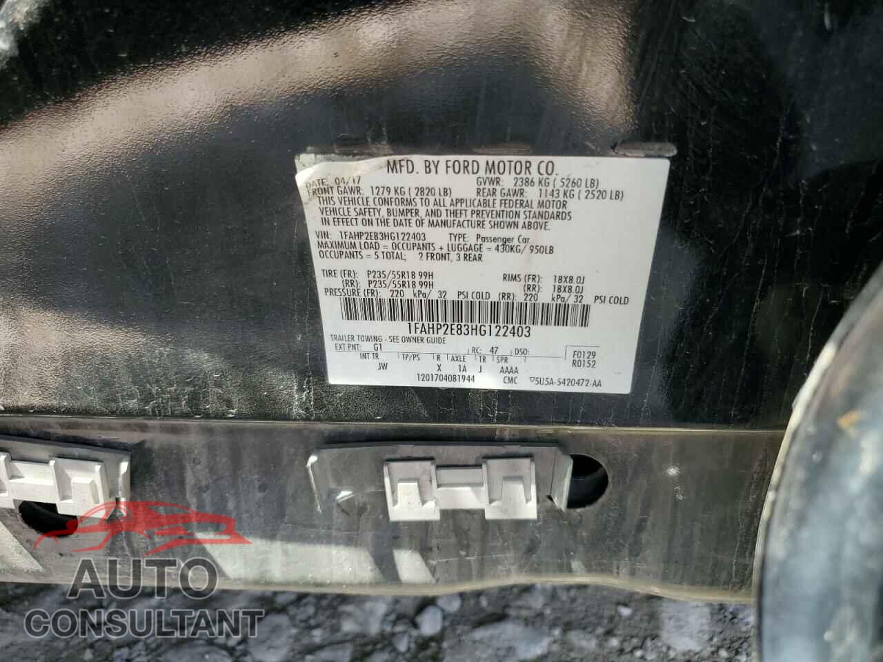 FORD TAURUS 2017 - 1FAHP2E83HG122403