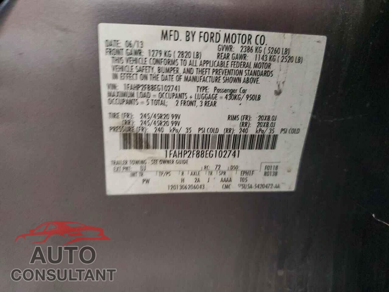 FORD TAURUS 2014 - 1FAHP2F88EG102741