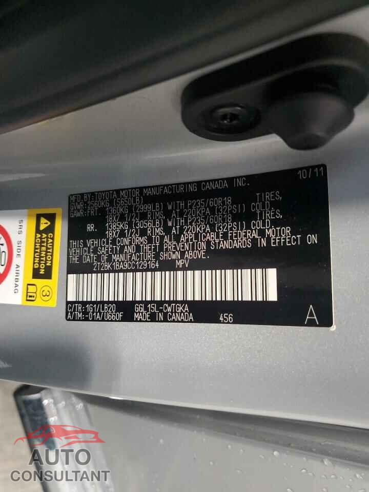 LEXUS RX350 2012 - 2T2BK1BA9CC129164