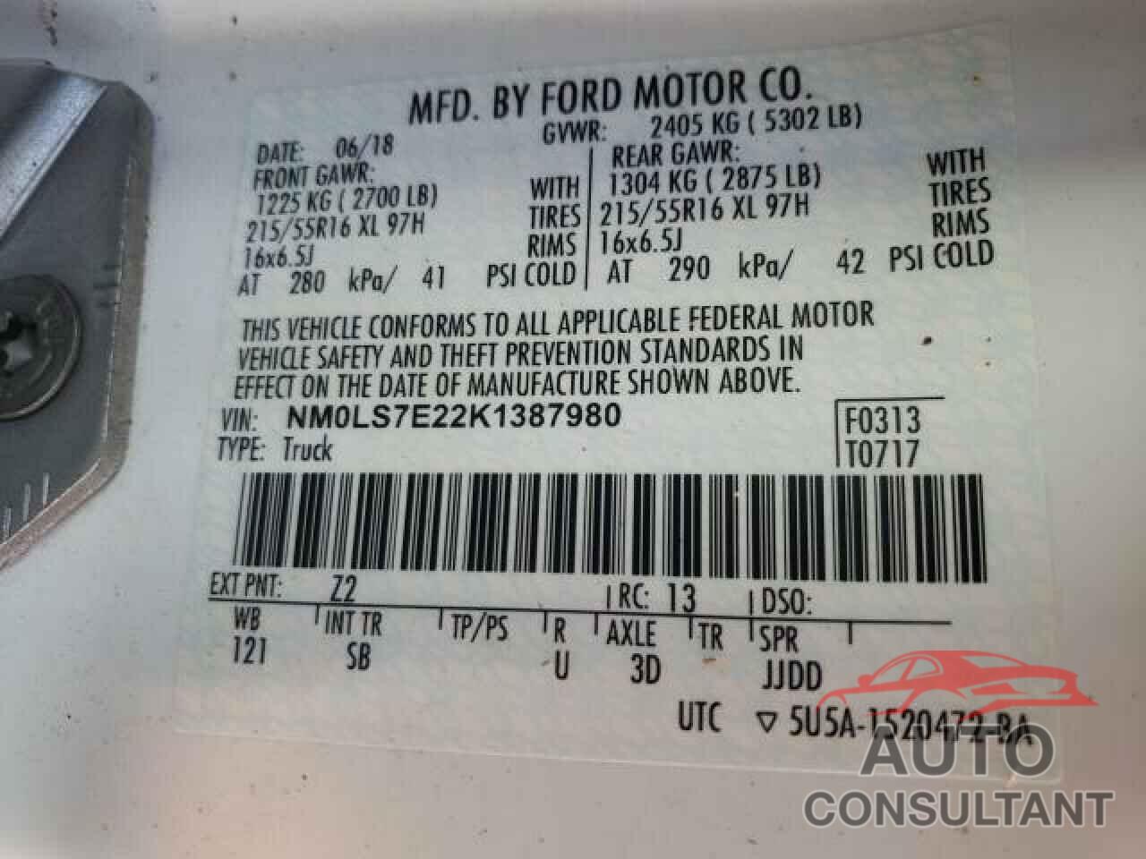 FORD TRANSIT CO 2019 - NM0LS7E22K1387980