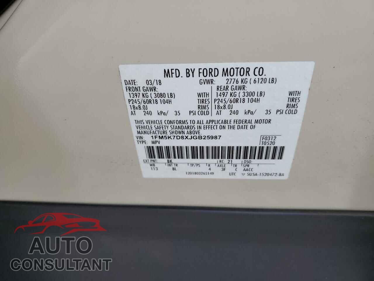 FORD EXPLORER 2018 - 1FM5K7D8XJGB25987