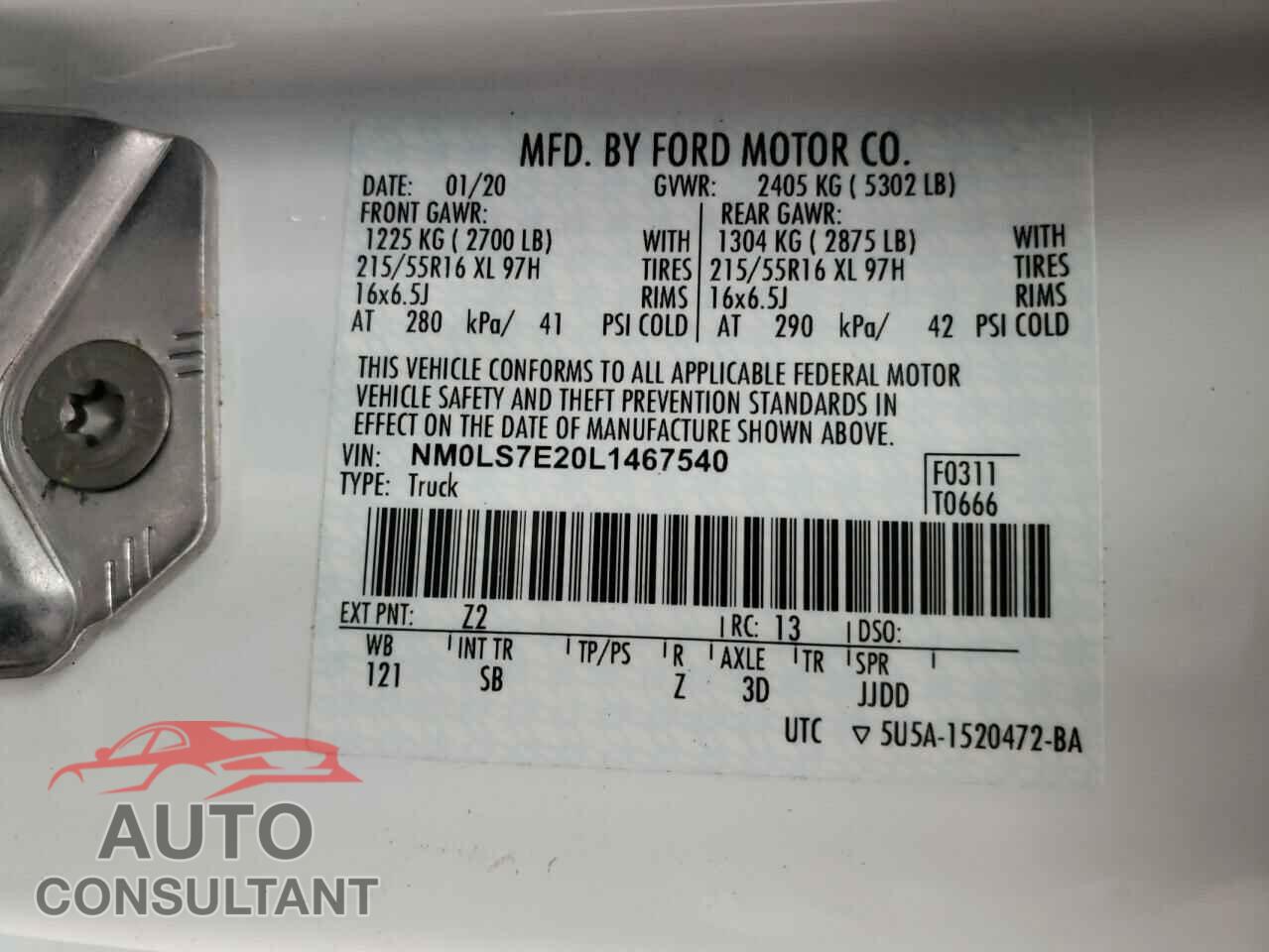 FORD TRANSIT CO 2020 - NM0LS7E20L1467540