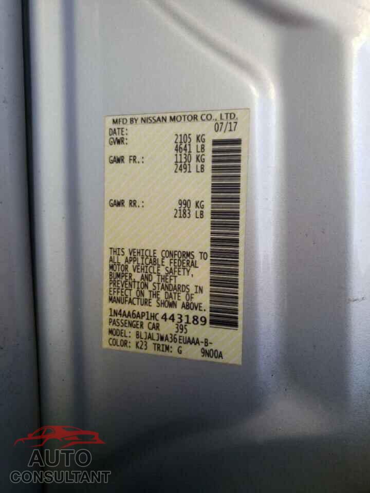 NISSAN MAXIMA 2017 - 1N4AA6AP1HC443189