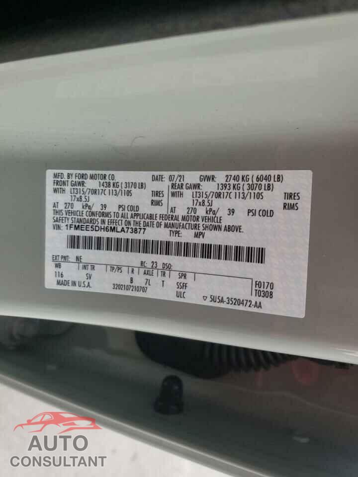 FORD BRONCO BAS 2021 - 1FMEE5DH6MLA73877