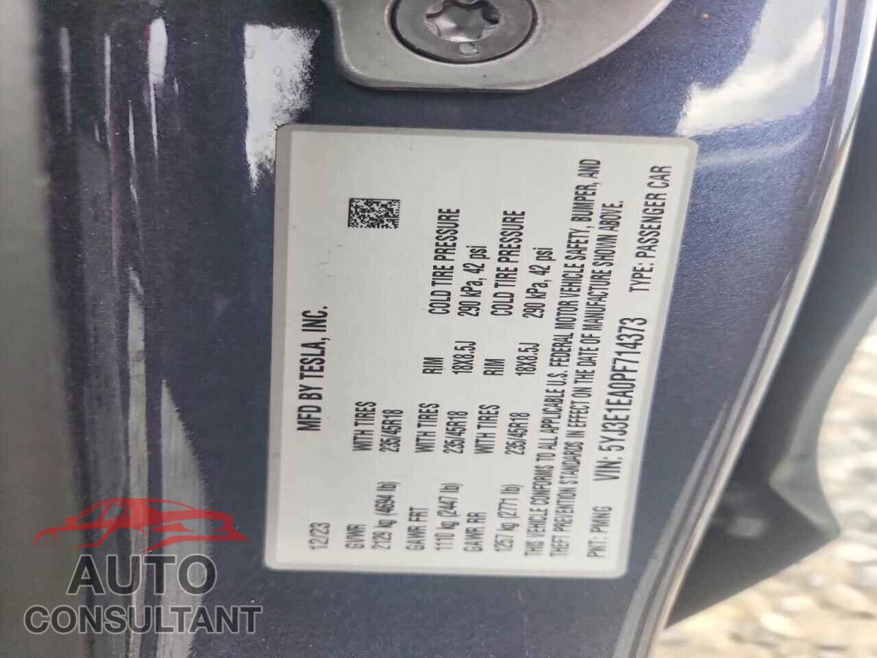 TESLA MODEL 3 2023 - 5YJ3E1EA0PF714373