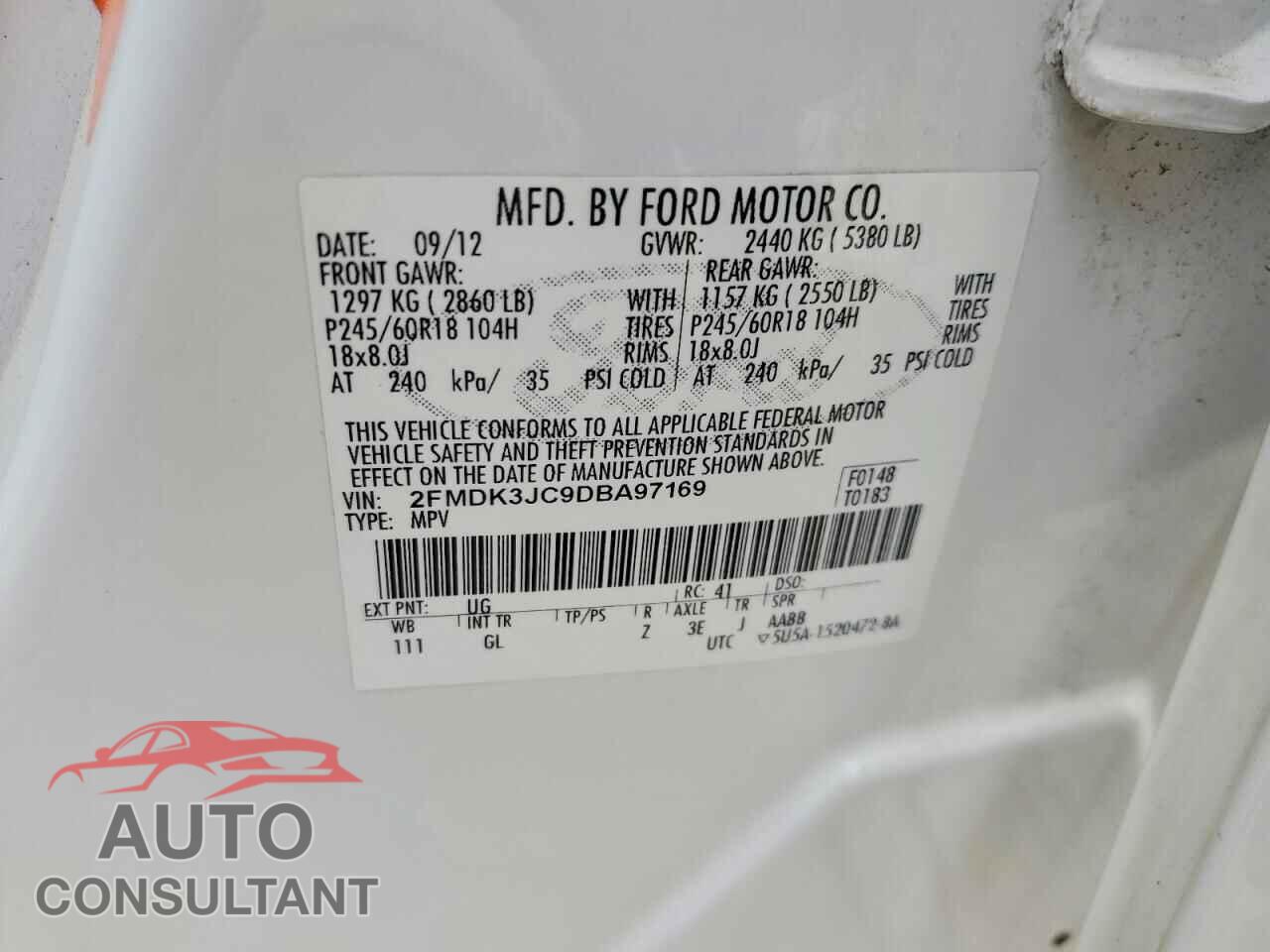 FORD EDGE 2013 - 2FMDK3JC9DBA97169