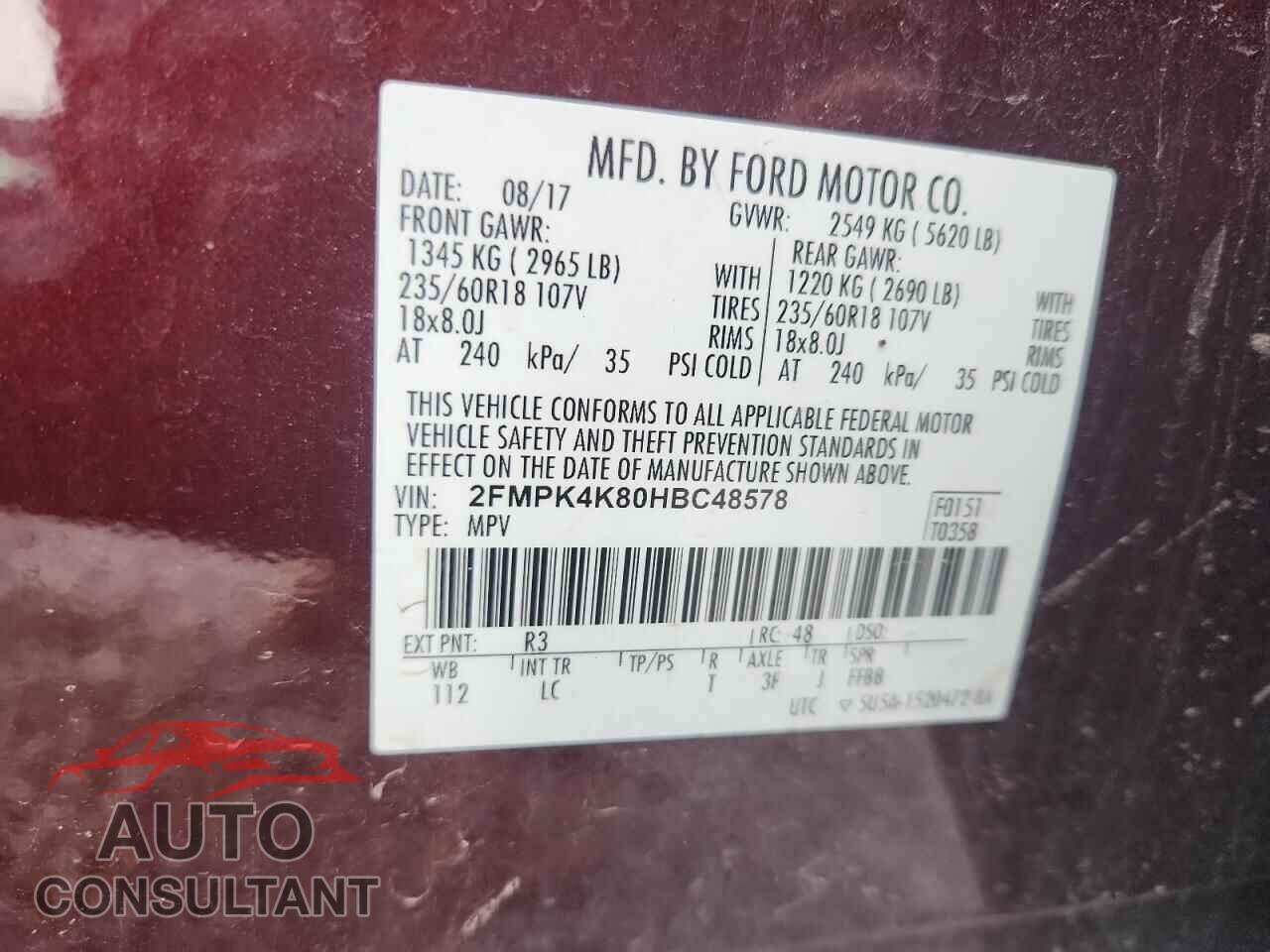 FORD EDGE 2017 - 2FMPK4K80HBC48578