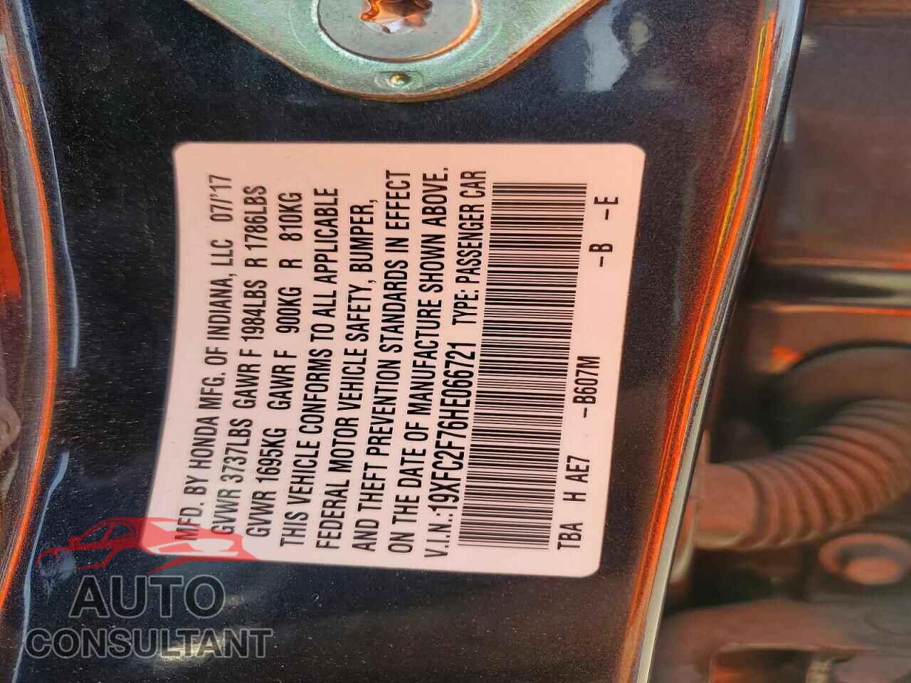HONDA CIVIC 2017 - 19XFC2F76HE066721