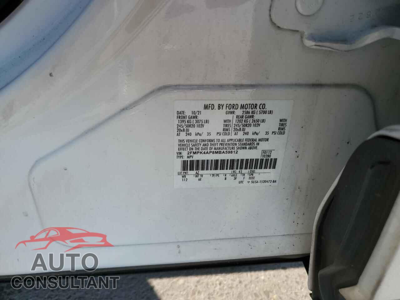 FORD EDGE 2021 - 2FMPK4AP8MBA59812