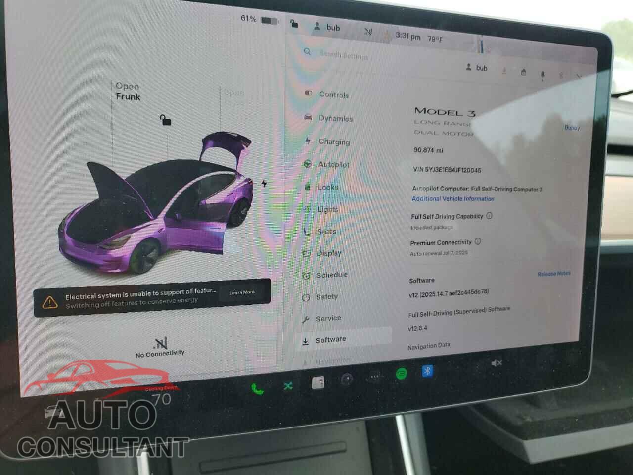 TESLA MODEL 3 2018 - 5YJ3E1EB4JF120045