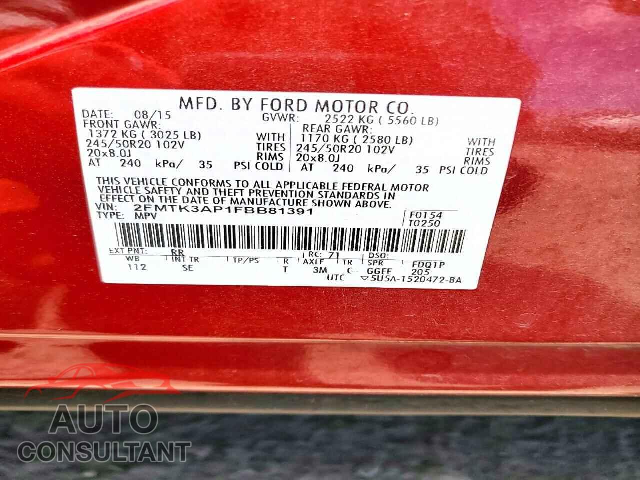 FORD EDGE 2015 - 2FMTK3AP1FBB81391