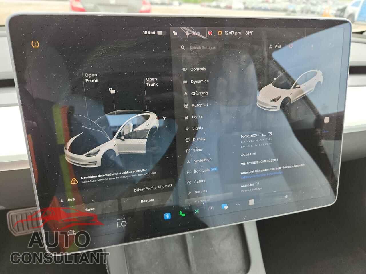 TESLA MODEL 3 2021 - 5YJ3E1EB0MF903304