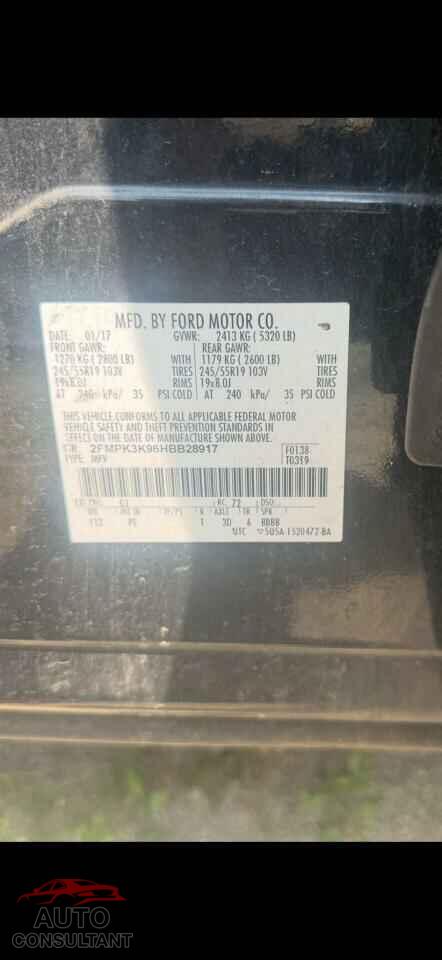 FORD EDGE 2017 - 2FMPK3K96HBB28917