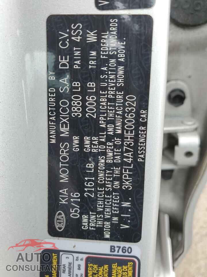 KIA FORTE 2017 - 3KPFL4A73HE006320