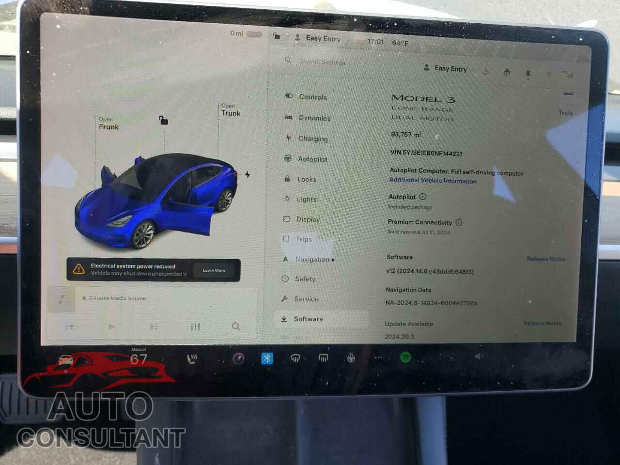 TESLA MODEL 3 2022 - 5YJ3E1EB0NF144221