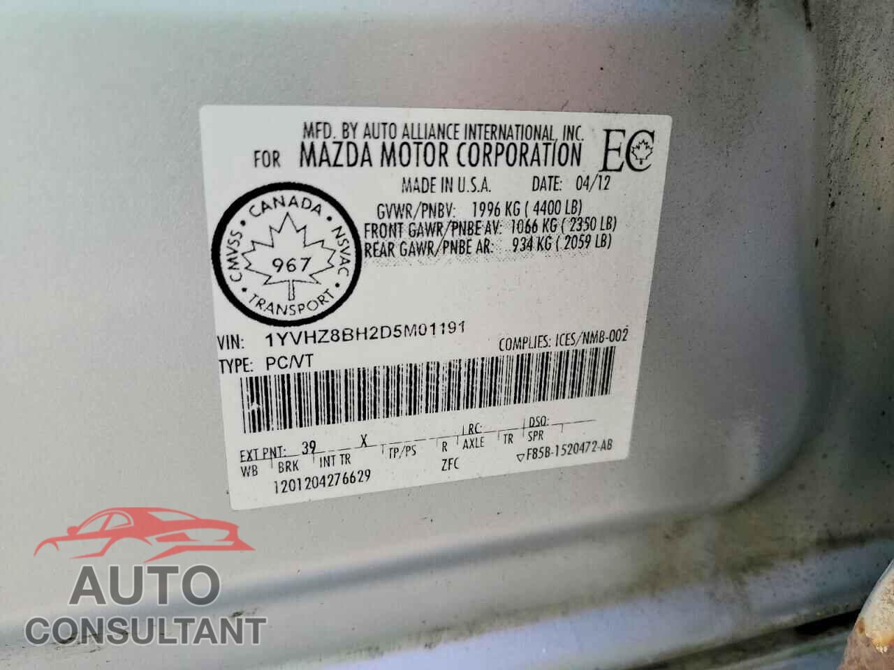 MAZDA 6 2013 - 1YVHZ8BH2D5M01191