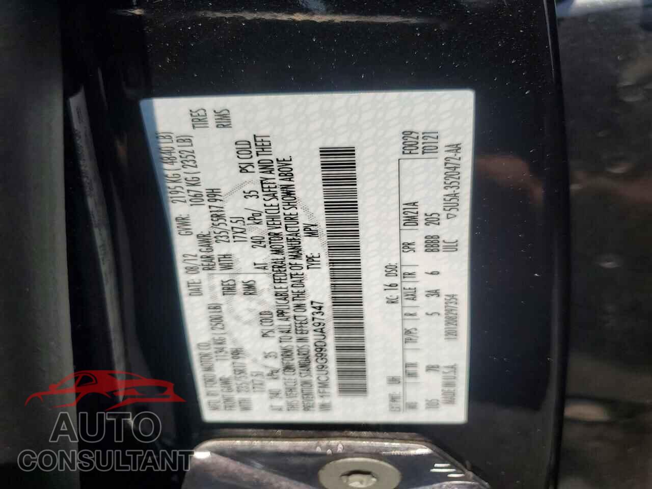 FORD ESCAPE 2013 - 1FMCU9G99DUA97347