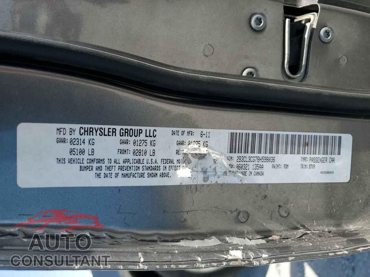 DODGE CHARGER 2011 - 2B3CL3CG7BH598036