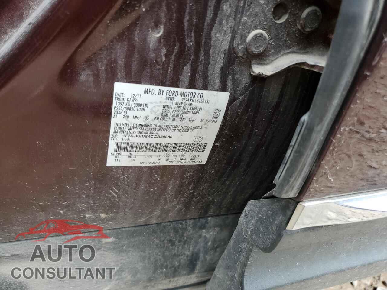 FORD EXPLORER 2012 - 1FMHK8D84CGA89686