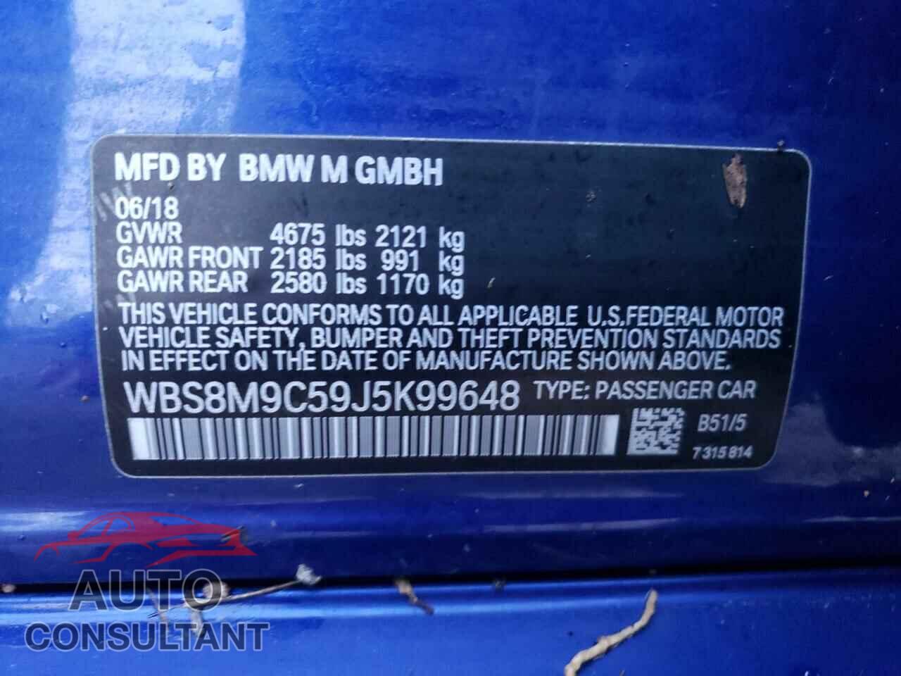 BMW M3 2018 - WBS8M9C59J5K99648
