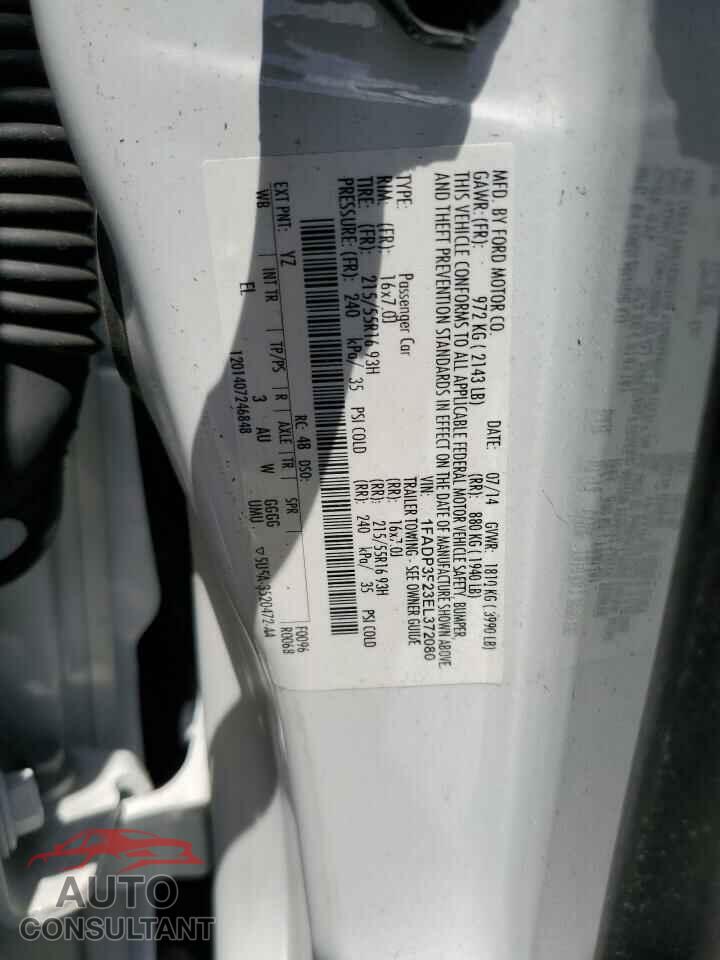 FORD FOCUS 2014 - 1FADP3F23EL372080