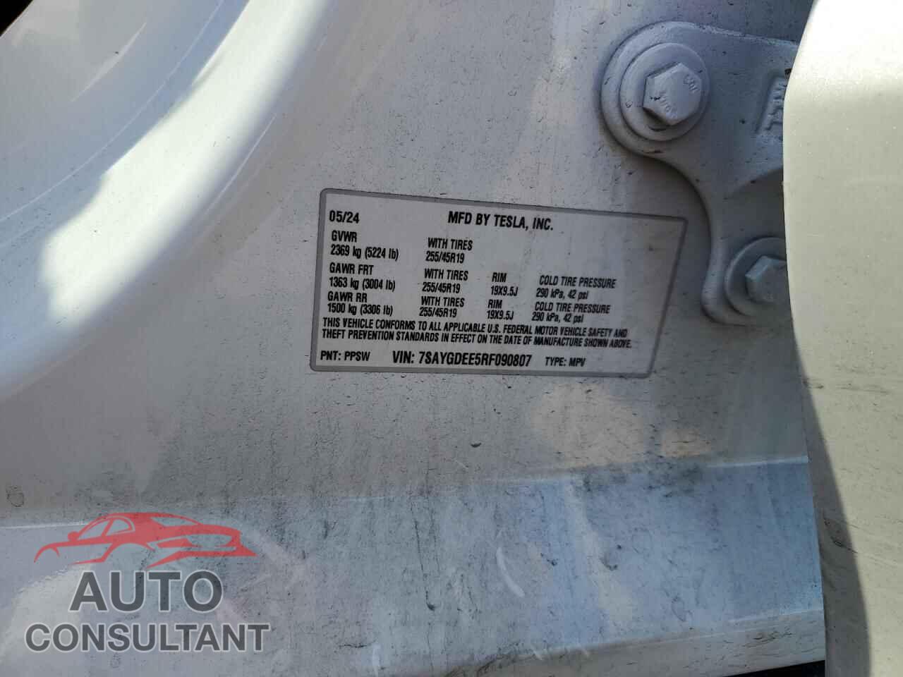 TESLA MODEL Y 2024 - 7SAYGDEE5RF090807