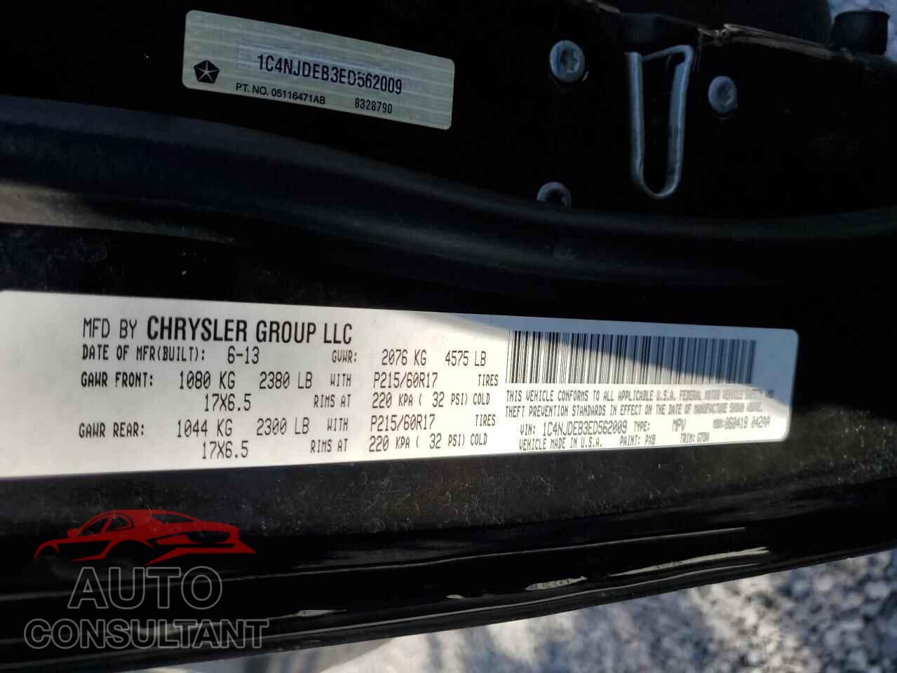 JEEP COMPASS 2014 - 1C4NJDEB3ED562009