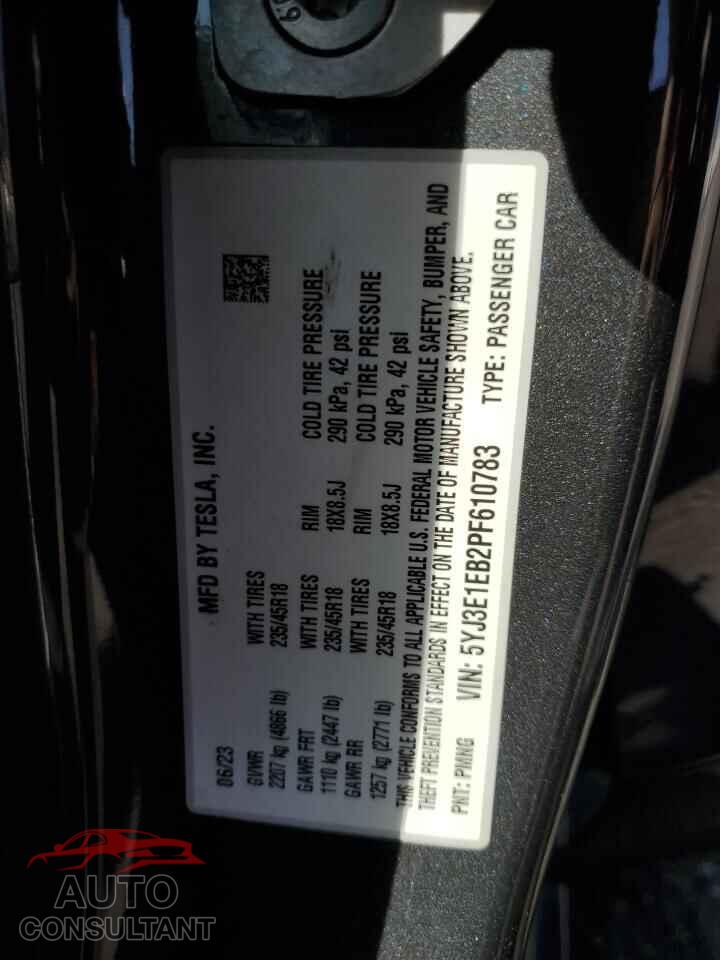 TESLA MODEL 3 2023 - 5YJ3E1EB2PF610783