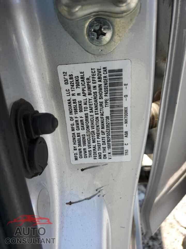 HONDA CIVIC 2012 - 19XFB2F55CE052738