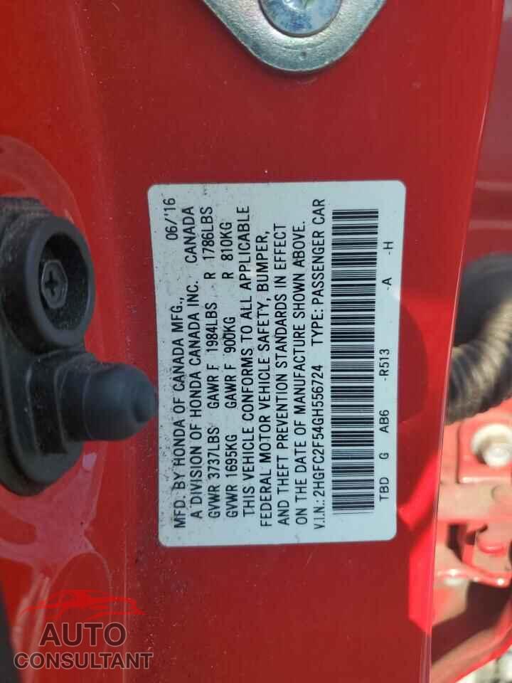 HONDA CIVIC 2016 - 2HGFC2F54GH556724