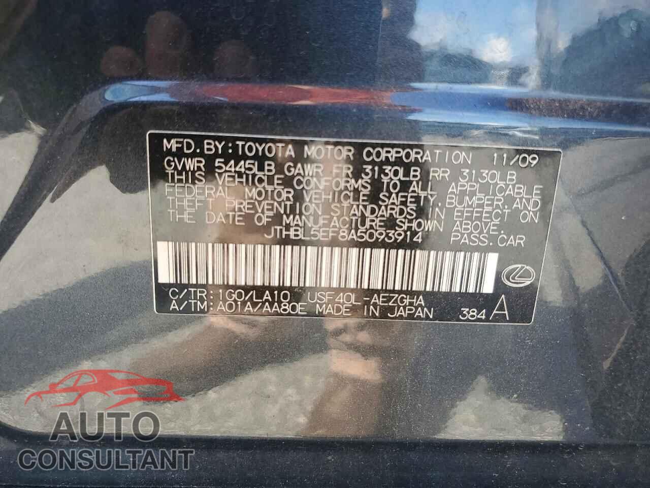 LEXUS LS460 2010 - JTHBL5EF8A5093914