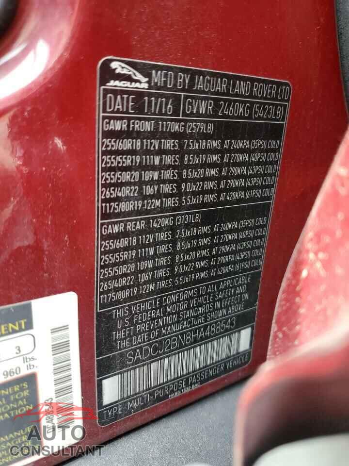 JAGUAR F-PACE 2017 - SADCJ2BN8HA488543