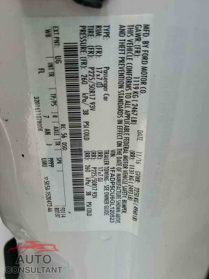 FORD CMAX 2016 - 1FADP5CU6GL120523