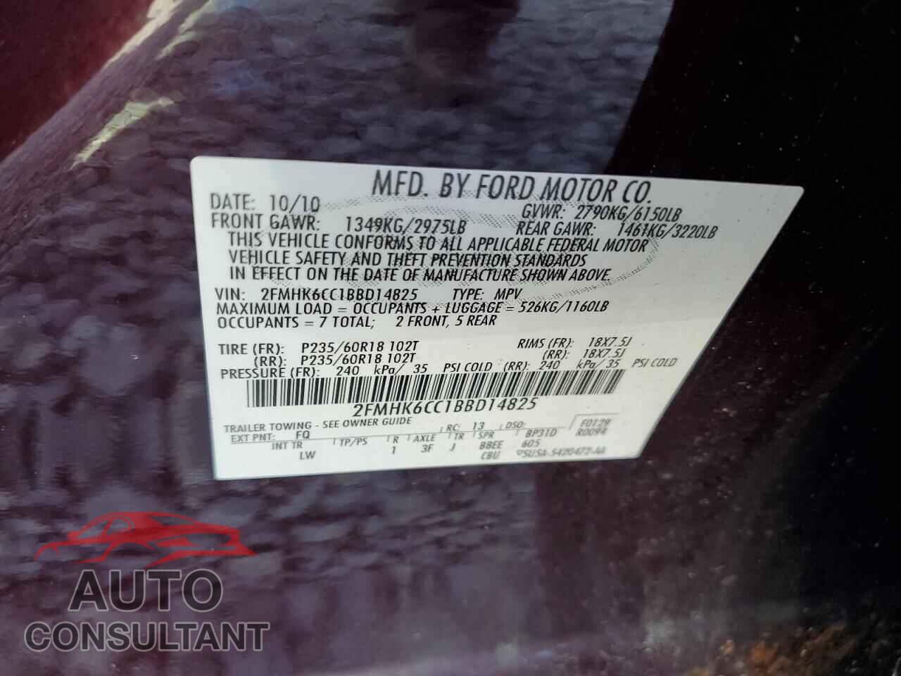 FORD FLEX 2011 - 2FMHK6CC1BBD14825