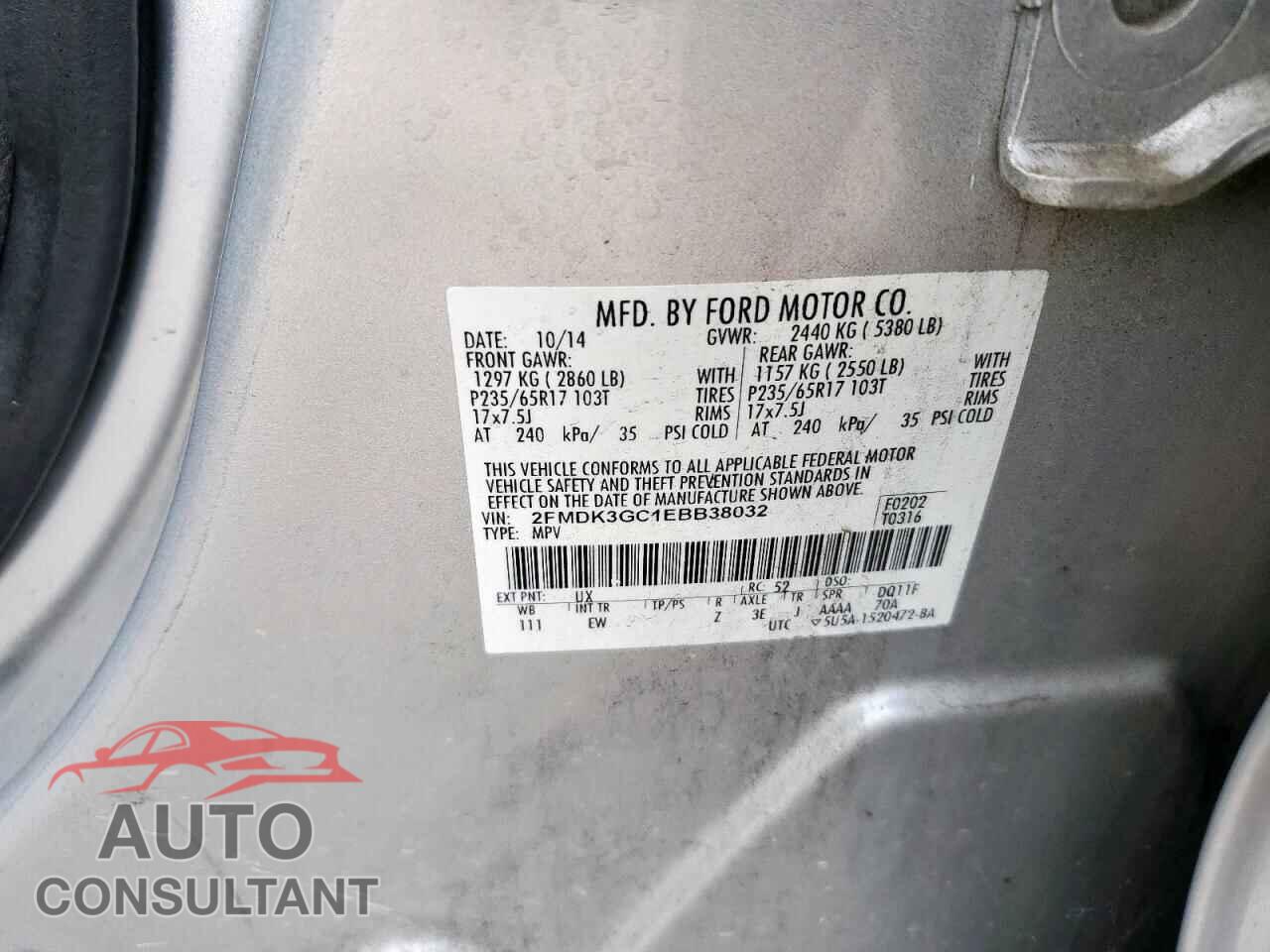 FORD EDGE 2014 - 2FMDK3GC1EBB38032
