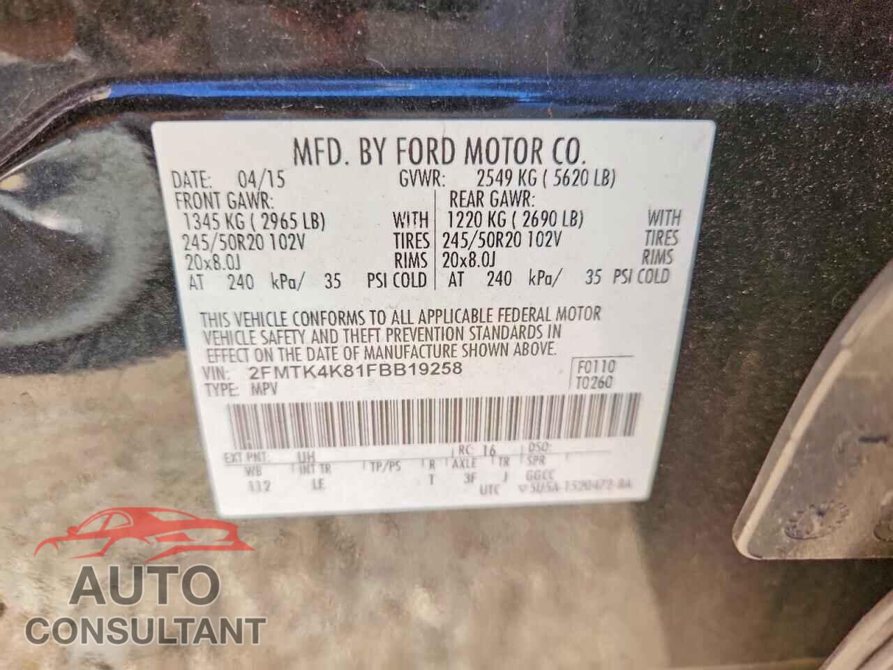 FORD EDGE 2015 - 2FMTK4K81FBB19258