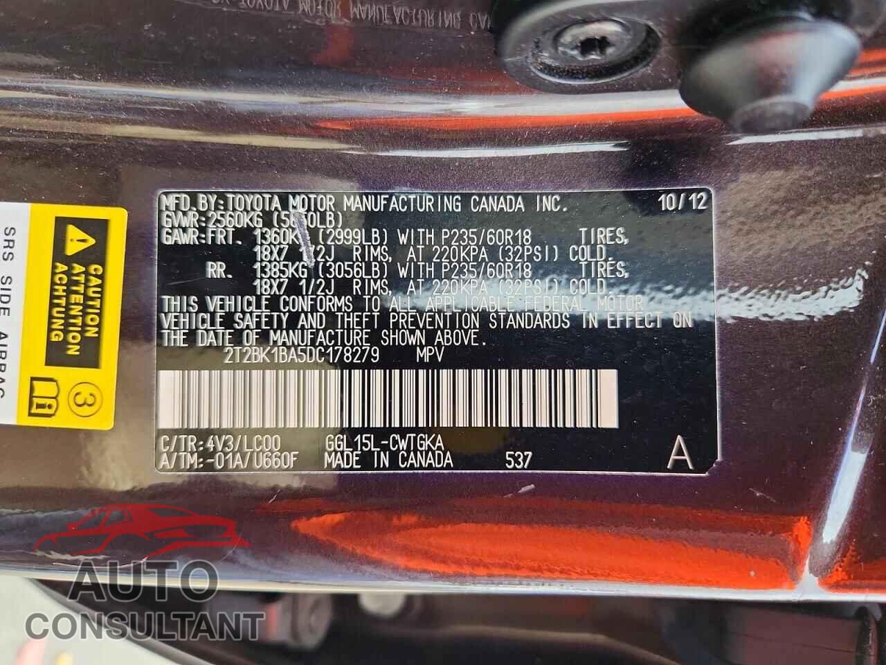 LEXUS RX300 2013 - 2T2BK1BA5DC178279