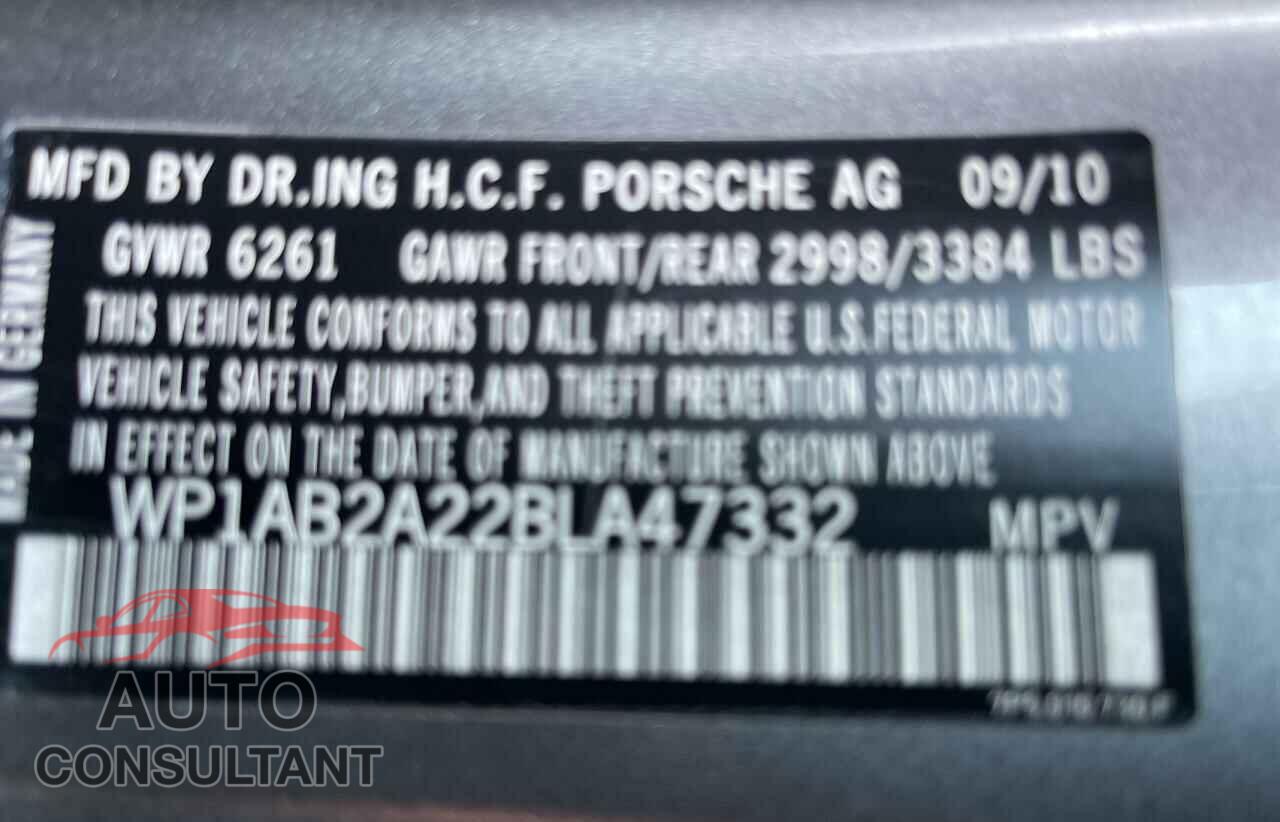 PORSCHE CAYENNE 2011 - WP1AB2A22BLA47332