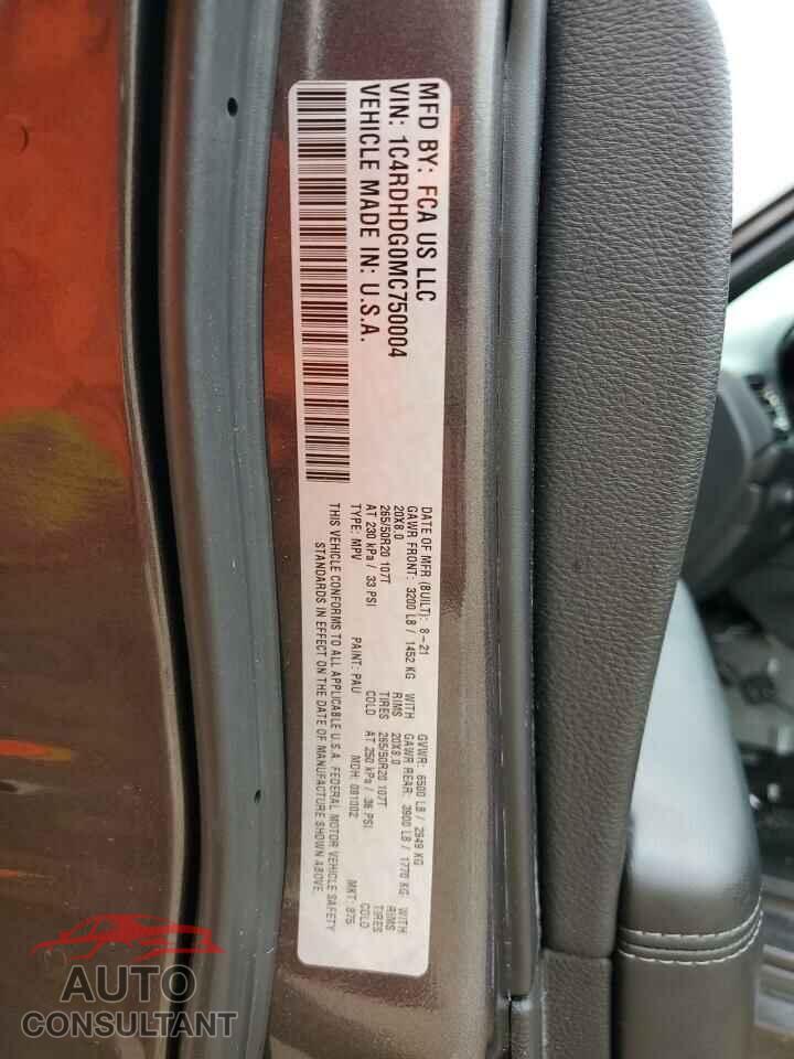 DODGE DURANGO 2021 - 1C4RDHDG0MC750004