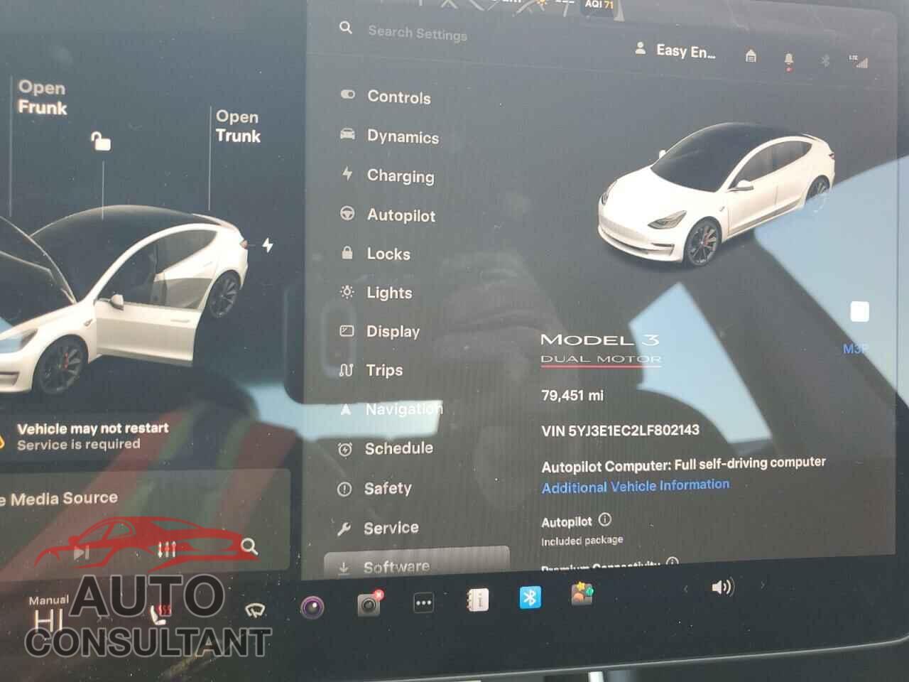 TESLA MODEL 3 2020 - 5YJ3E1EC2LF802143