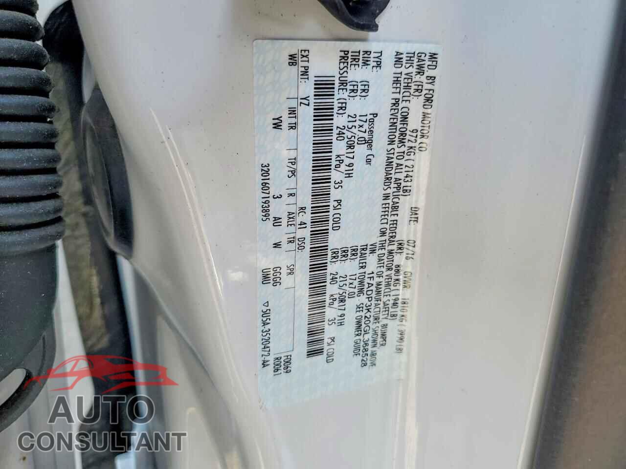 FORD FOCUS 2016 - 1FADP3K20GL368528