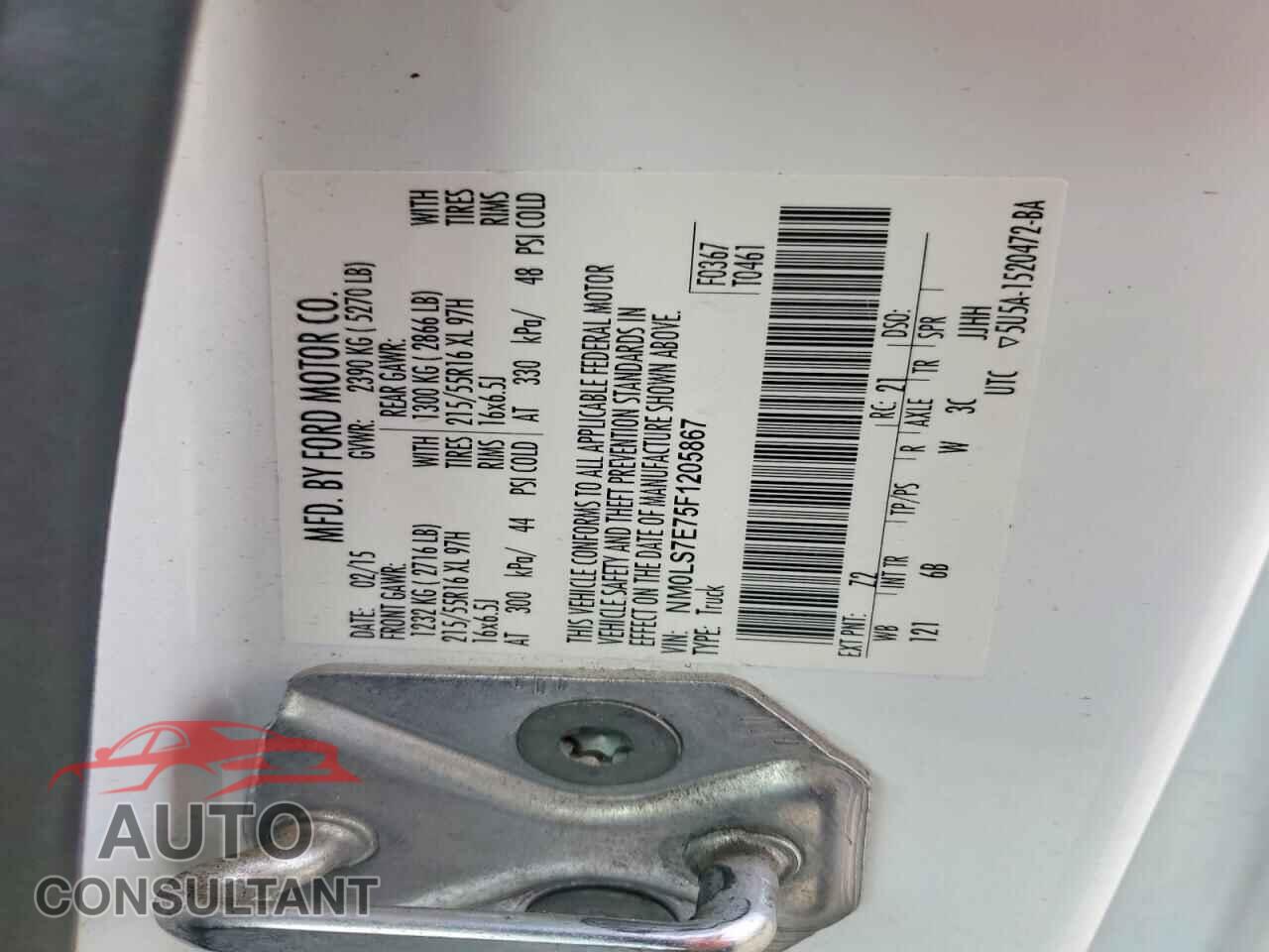 FORD TRANSIT 2015 - NM0LS7E75F1205867